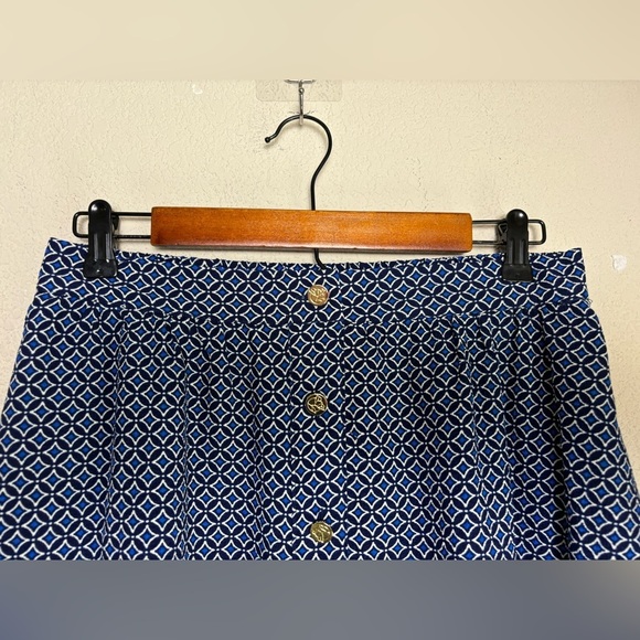 Draper James Navy & White Geometric Button Front Pull On A-Line Midi Skirt S - Picture 6 of 10
